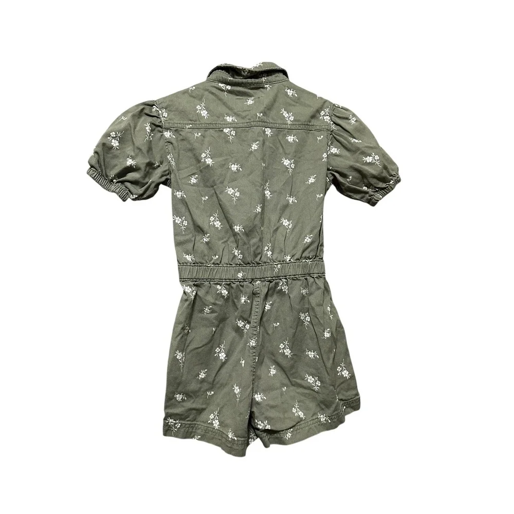 Old‎ Navy Kids Girls Green Floral Puff Sleeve Button Front Romper Jumper 10-12